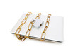 Concept of computer security with laptop and chain Concept of computer security with laptop and chain