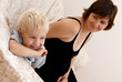 pregnant woman and little boy