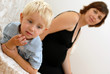 pregnant woman and little boy