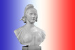 Buste de Marianne, fond bleu blanc rouge
