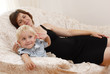 pregnant woman and little boy