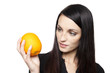 Produce - fruit  woman with orange