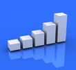 Bar graph in white and blue with reflection