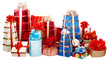 Group of colour gift box. Isolated.