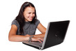 Woman sitting with laptop
