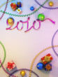 Stylish 2010 postcard (New Year 2010 written by stripe)