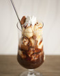 Chocolate and ice cream sundae