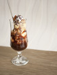 Chocolate and ice cream sundae