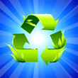 Recycling sign on glowing background
