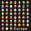 fully editable isolated european flags in christmas bulbs shape