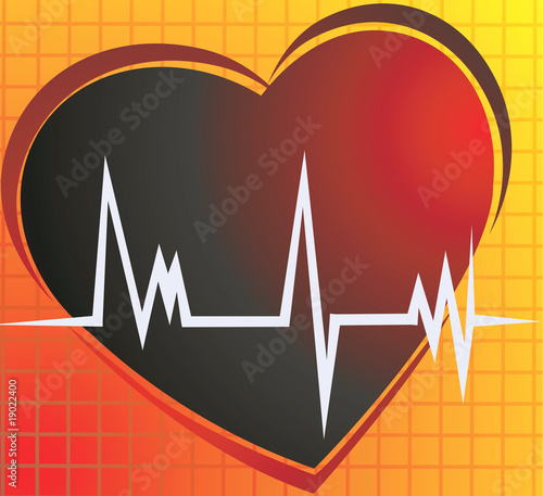 Illustration: Illustration of a heart and heart pulses Illustration of a heart and heart pulses