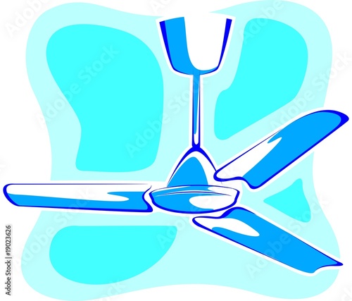 Illustration: Illustration of blue Ceiling fan Illustration of blue Ceiling fan