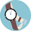 Illustration of white dial wrist watch with leather strap