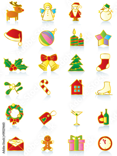 Vector: Set of gold Christmas icons. Set of gold Christmas icons.