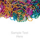 Mardi gras beads on white with copy space
