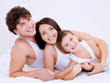 happy cheerful parents with child