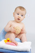 Infant and bubble.