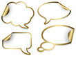 Set of golden Comic Clouds and bubbles