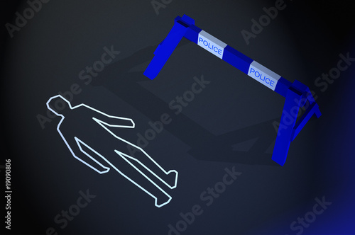 Illustration: Body chalk outline in a crime scene Body chalk outline in a crime scene