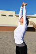white woman stretching arms white woman stretching arms