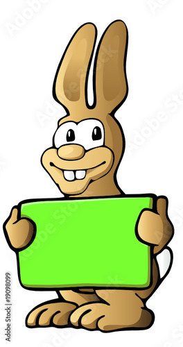 Vektor: cartoon Osterhase mit Schild cartoon Osterhase mit Schild
