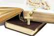 old holy bible with cross