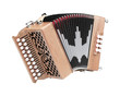 A wooden small diatonic accordion