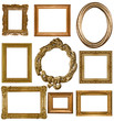picture gold frame on a white