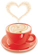 Big red cup of cappuccino