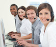 Multi-ethnic business people with headset on