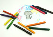 Drawing earth  with chalks