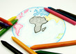 Drawing earth  with chalks
