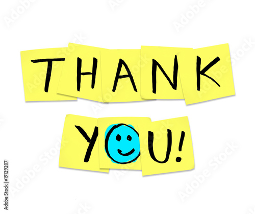 Illustration: Thank You - Words on Yellow Sticky Notes Thank You - Words on Yellow Sticky Notes