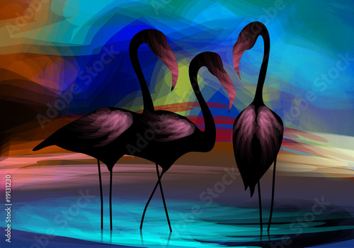 Illustration: Digital painting of crane Digital painting of crane