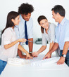 Team of editors working on plans for the magazine