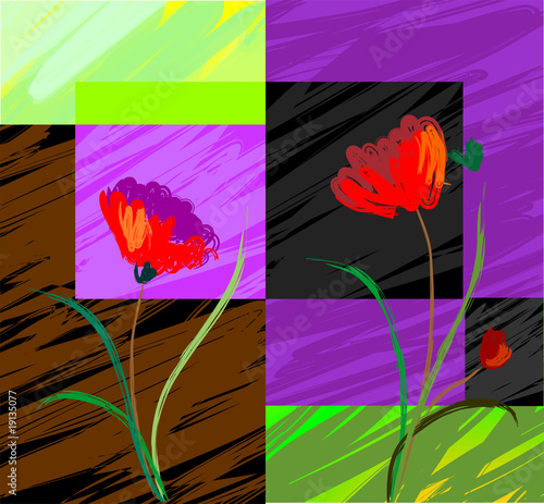 Illustration: Digital painting of plant and flower Digital painting of plant and flower