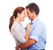 A mature couple enjoying together over white background