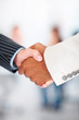 Agreement: Business handshake over white background