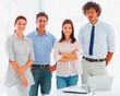 Successful group of business people looking away