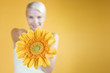 A Young Woman Holding An Orange Flower