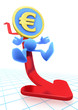 Illustration of the Falling Euro. 3D rendered image