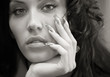 BW portrait of attractive girl with beautiful hairstyle