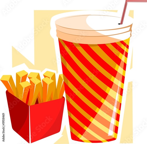 Illustration: Illustration of finger chips and drinks Illustration of finger chips and drinks