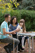 family in garden