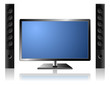 New modern flat TV set with external audio system