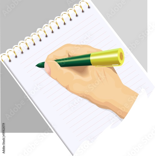 Illustration: pen hand book in an ash colour background pen hand book in an ash colour background