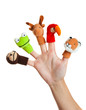 Hand with animal puppets Hand with animal puppets