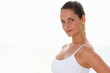 Pretty young woman posing on white background