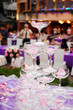 champagne tower of weddings with rose petals