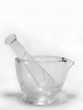 Glass mortar and pestle on white background Glass mortar and pestle on white background